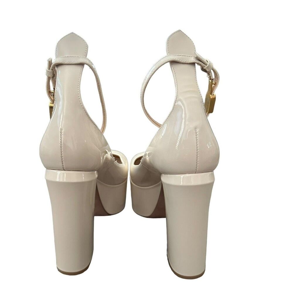 Valentino Ivory Patent Leather Tan-Go Platform Ankle Strap Pump Size 37.5 - Picture 9 of 16